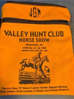 Rebecca Ray Made in America Valley Hunt Club Horse Show Canvas crossbody- Orange